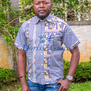 Print Patchwork Short-Sleeve Button-Up Shirt